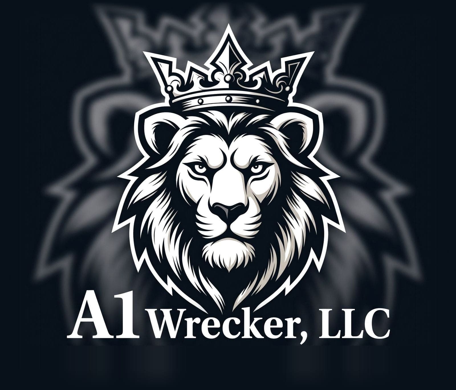 Logotipo de A1 Wrecker, LLC: un león con corona sobre el nombre de la empresa